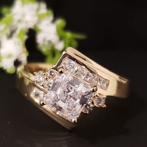 2.50 CTW Princess cut Ring 14K Solid Gold